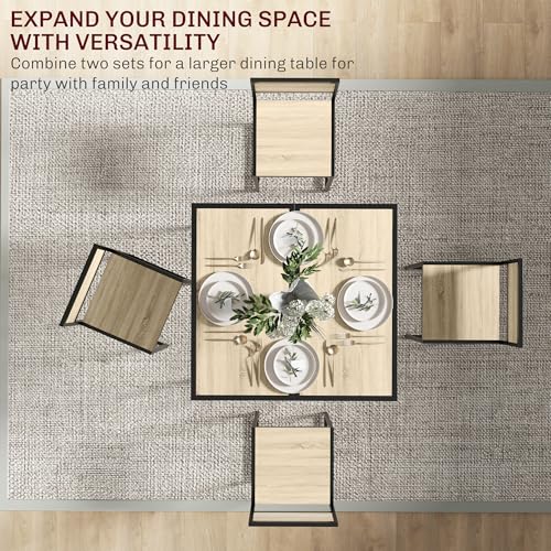 HOMCOM 3-Piece Industrial Dining Table Set for 2, Kitchen Table and Chairs, Dining Room Sets for Small Spaces, Oak HOMCOM