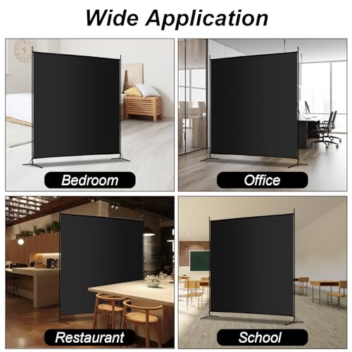Carivia Single Large Panel Room Divider, 6 Ft Tall Privacy Screen Room Divider,Freestanding Room Partition Wall Divider,Lightweight Room Divider Screen for Home Office,69''W x 70''H, Black Carivia