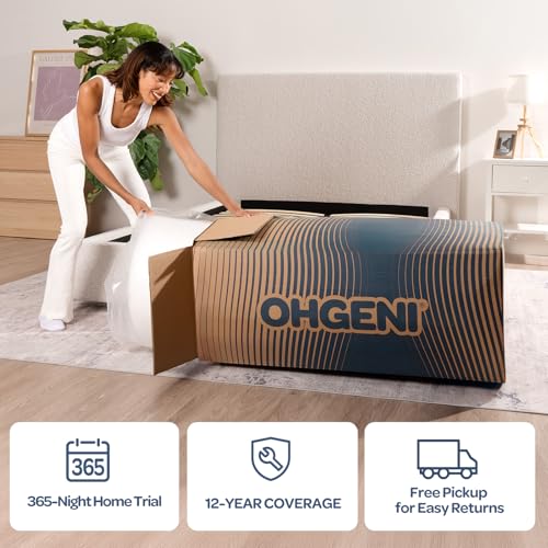 OhGeni 12 Inch King Size Mattress, Cooling Gel Memory Foam Bed Mattresses in a Box, Cool Touch Surface, Medium Feel, Ergonomic Support & Pressure Relief, CertiPUR-US Certified Foam, Designed in USA OhGeni