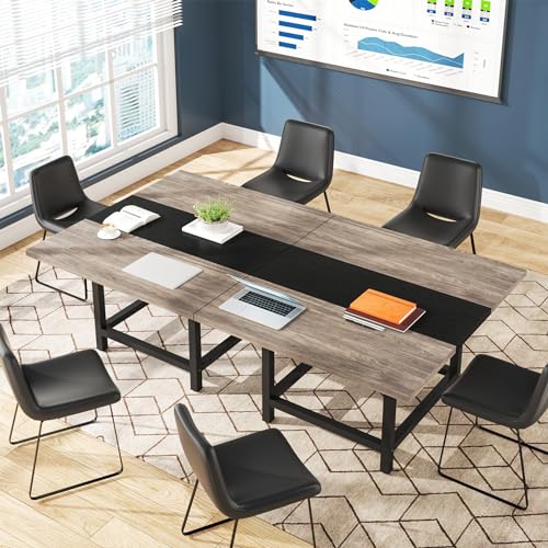 Tribesigns Square 4 People Conference Room Table, Gray 39.4L X 39.4W X 29.52H Inches Small Meeting Room Table for Home Office, (Chair not Included) Tribesigns