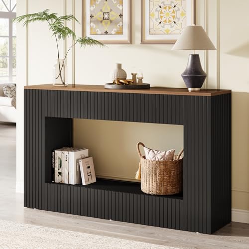 Tribesigns Modern Console Table, 55-Inch Wood Entryway Table with Storage, Narrow Long Sofa Table Behind Couch Table for Living Room, Foyer, Hallway, Black Tribesigns