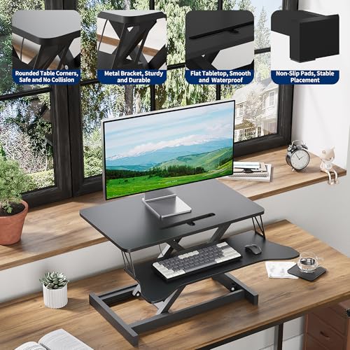 Panana 31.5-inch Standing Desk Converter Height Adjustable Sit to Stand Up Computer Workstation Panana