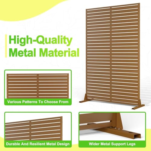 Metal Privacy Screen Outdoor, 72" h×47" w Balcony Patio Privacy Screen, Freestanding Privacy Fence, Decorative Panel, Patio Room Divider for Garden, Balcony, Deck Garvee