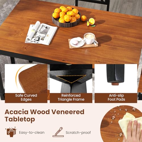 Giantex 5-Piece Dining Table Set for 4, Rectangular Kitchen Table & 4 Chairs with Rubber Wood Legs, Cross Backrest, Space-Saving Mid Century Modern Dinette Set for Dining Room, Breakfast Nook, Dinner Giantex