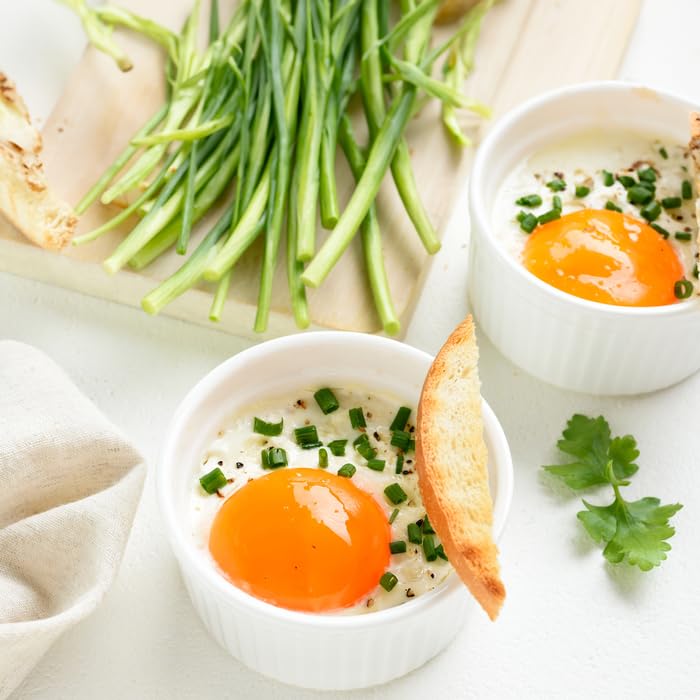 Nuwave Ceramic Ramekins 4oz Set of 6, Classic Elegant Style Ramekins for Baking Souffles, Creme Brulées, Custards, Puddings, Oven, Microwave & Dishwasher-Safe, Ivory White Nuwave