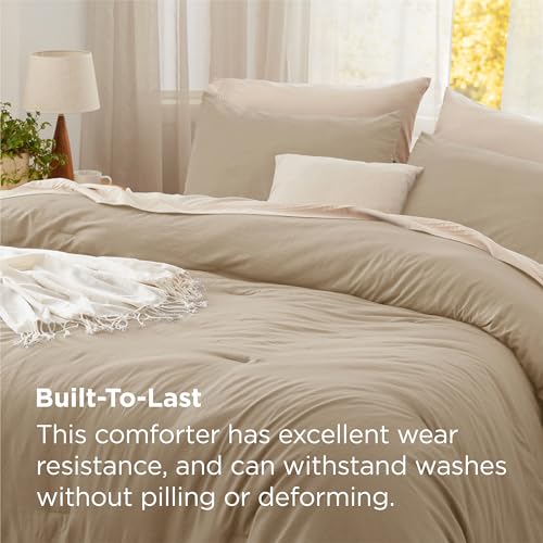 Bedsure Twin/Twin XL Comforter Set, Khaki Soft Prewashed Bedding for All Seasons, 2 Pieces GentleSoft™ Bed Set, 1 Lightweight Comforter (68"x88") and 1 Pillowcase (20"x26") Bedsure
