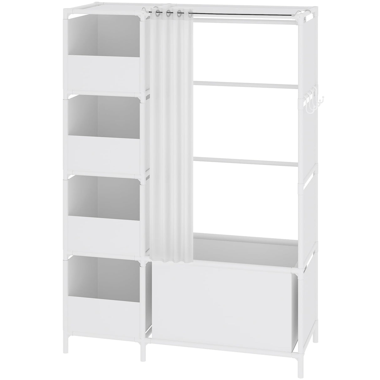 MOYIPIN Portable Closet,Free Standing Wardrobe Closet with Hanging Rod and Curtain,Clothes Storage Organizer, for Cloakroom, Bedroom,40.55 x 16.73 x 65.35Inches,White MOYIPIN