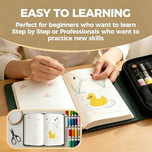 2026 Upgraded Embroidery Stitch Book Kit for Beginner, DIY Book Embroidery Kit with Full Tools and Instructional Tutorial 106 Patterns for Craft Lovers and Sew Enthusiast,DIY Craft Lovers (1pcs)