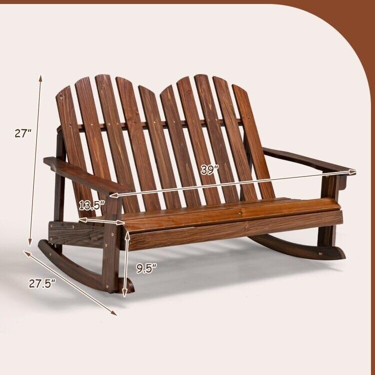 VcJta Natural Fir Wood Ergonomic Rocking Chair for Two - Stylish Outdoor Armchair Bench Generic
