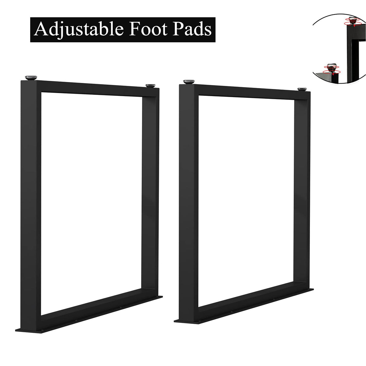 HOMEKAYT Metal Table Legs 28''Hight 35'' Wide Heavy Duty Furniture Legs, Modern Desk Legs Multiple Uses for Dinning Table Coffee Table (Rectangle Shape, 2pcs)-Black HOMEKAYT