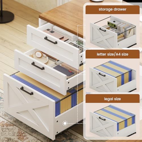 SEDETA 67" Farmhouse L Shaped Desk with Hutch, Home Office Desks with Drawers & Sliding Doors, Corner Computer Desk with Storage Shelves & Power Outlets, Executive Desk with LED Lights, White SEDETA