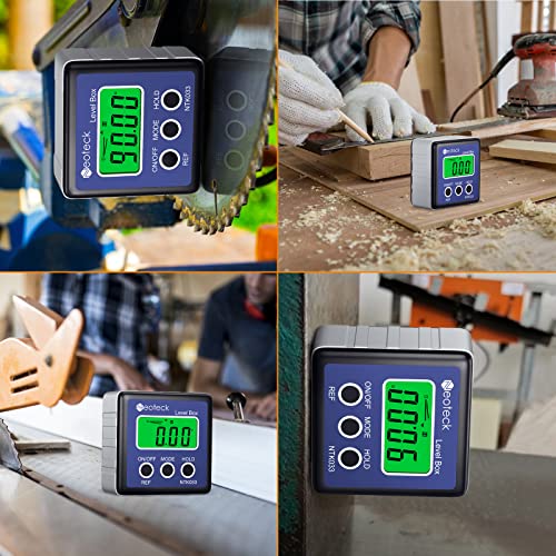 Neoteck Digital Angle Finder LCD Digital Angle Gauge Waterproof Protractor Inclinometer Bevel Box for Helicopter Bevel Angle of Miter Saw Automobile Test and Repair and ect-Blue Neoteck