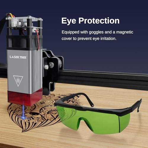 LASER TREE 5W Laser Engraver, 5000mW High Precision Laser Engraving Machine, Eye Protection, 12×12” Work Area, Class 4 Laser Cutter & Etcher for Wood, Metal, Acrylic, Leather DIY Craft LASER TREE