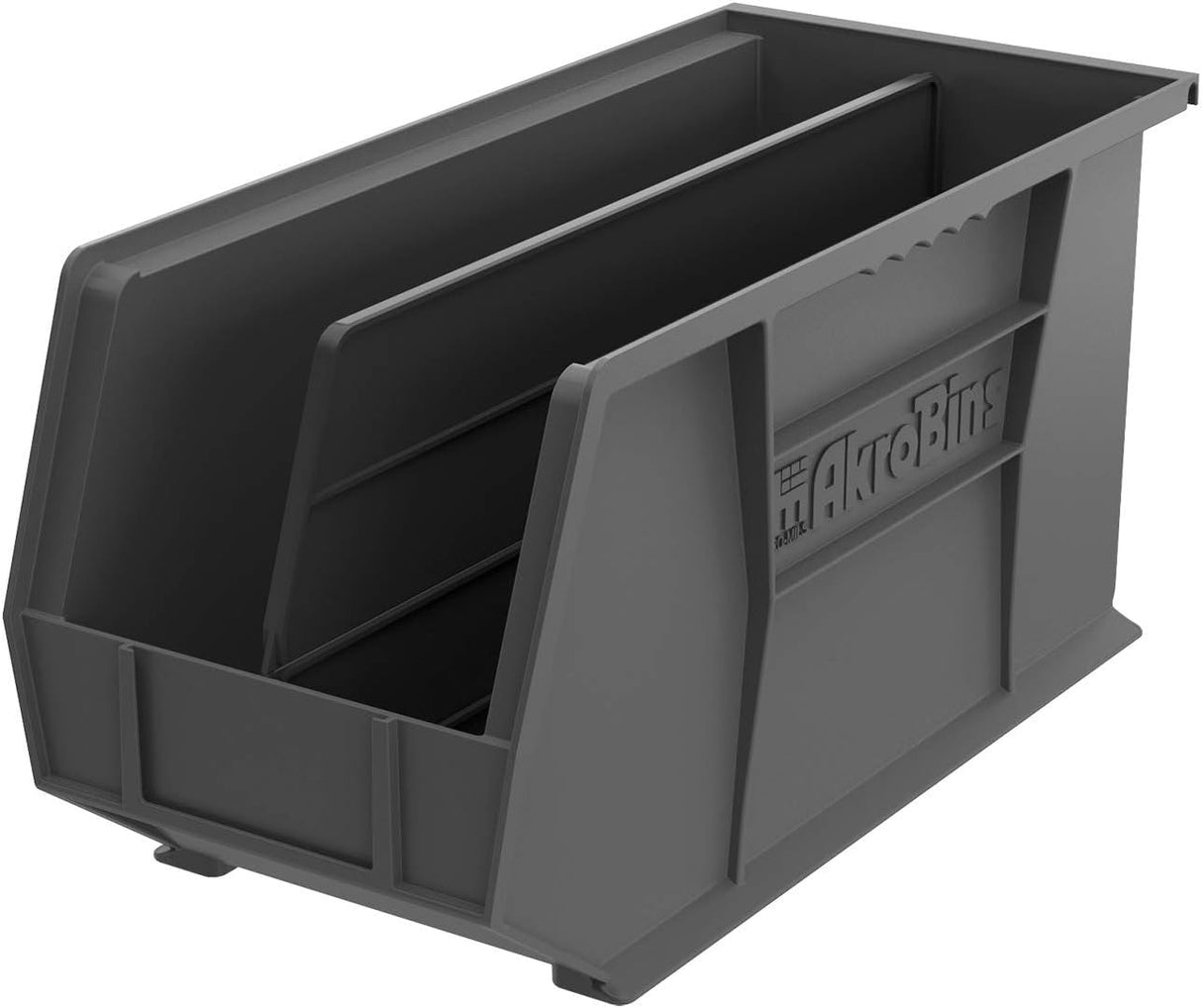 Akro-Mils 30265 AkroBins Plastic Storage Bins, Space-Saving Stackable Bins for Garage, Pantry, Craft Organization, 18-" x 8.25-" x 9-", Black, 6-Pack Akro-Mils