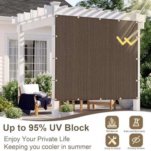 LOVE STORY 10x10 FT Sun Shade Cloth with Grommets Pergola Shade Cover 95% UV Protection for Patio Outdoor, Brown LOVE STORY