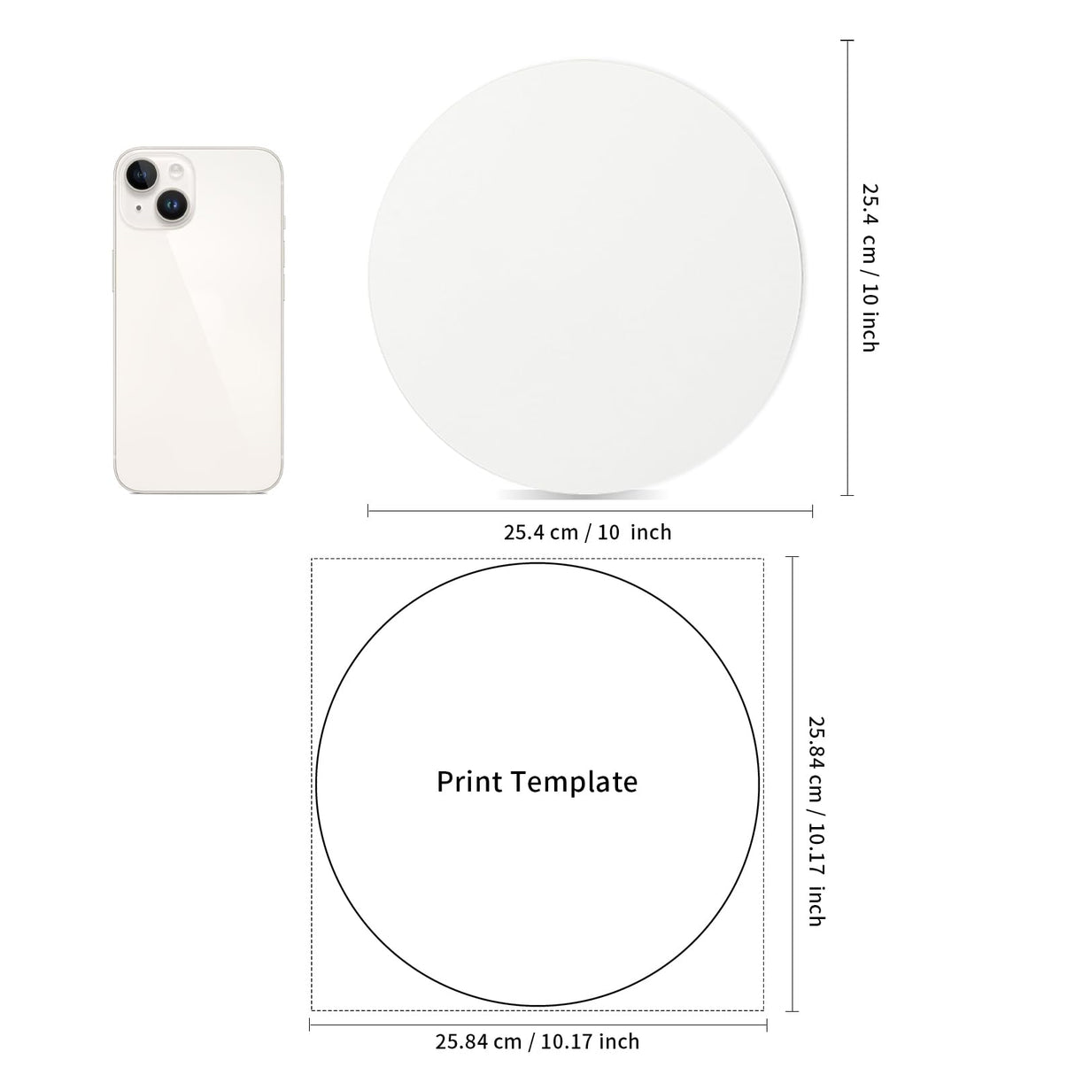 PYD Life 4 Pack Sublimation Photo Frame Home Decor Blanks 10" x 10" Round 0.6 Inch Thickness MDF Hardboard White Wall Hanging with Stand for Heat Press Machine Heat Transfer PYD Life