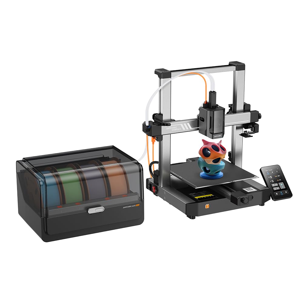 Anycubic Kobra 3 Combo Without Filament, Multicolor 3D Printer Smart Print in 4 Colors with Anycubic ACE Pro, Max 600mm/s Speed 4.3-inch Adjustable Screen, Filament Drying at All Times, 250x250x260mm ANYCUBIC