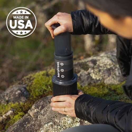 AeroPress Go Travel Coffee Press Kit - 3 in 1 brew method combines French Press, Pourover, Espresso - Full bodied coffee without grit or bitterness - Small portable coffee maker for camping & travel AeroPress