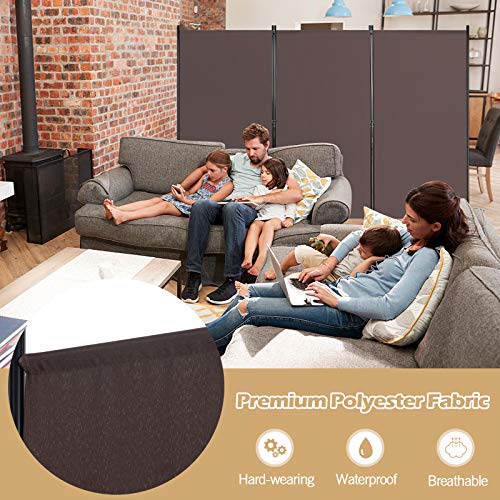 Giantex 3 Panel Room Divider, 6 FT Folding Privacy Screen, Wall Partition for Room Separation, Folding Divider for Home Office, Living Room, Brown Giantex