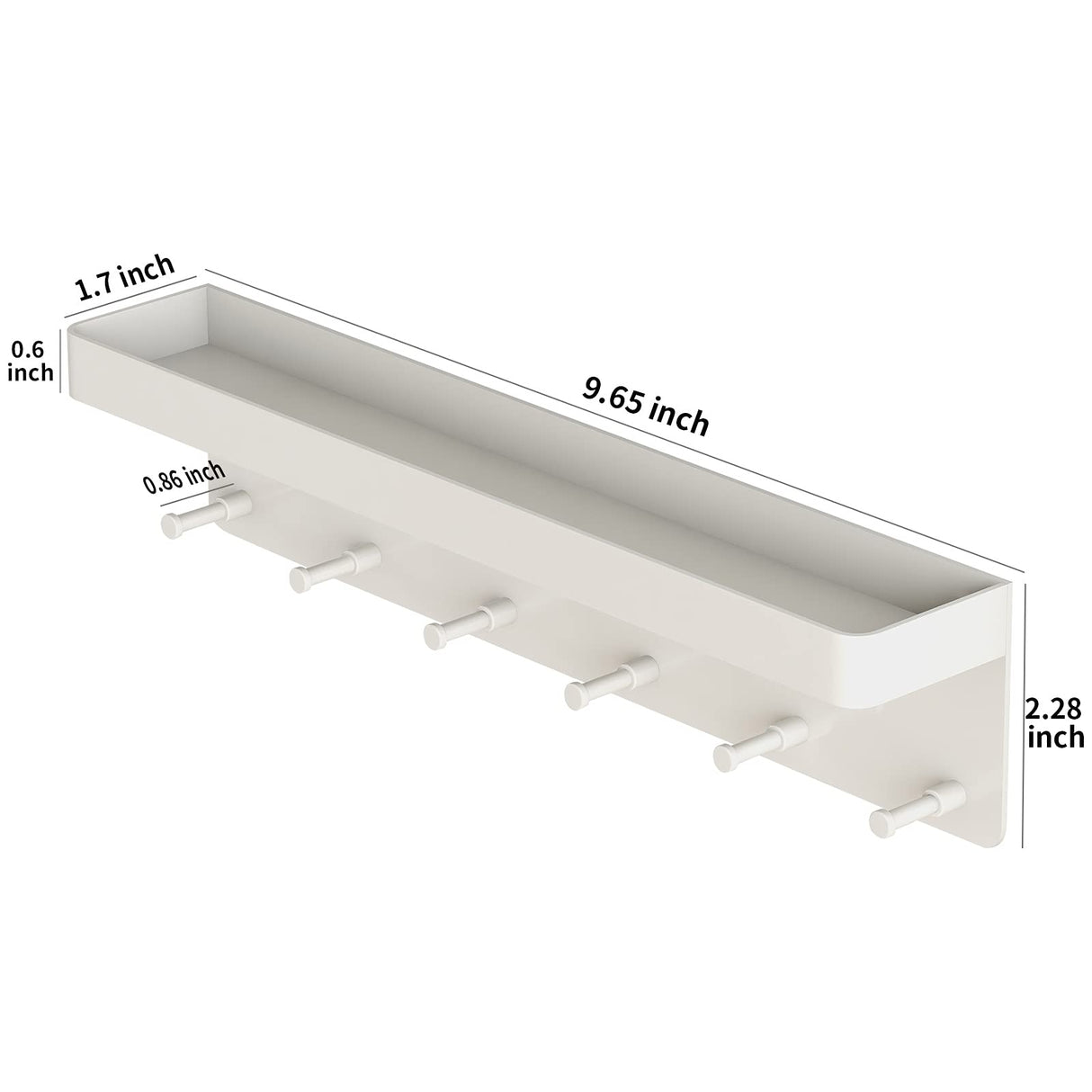 Key Holder for Wall Decorative - Mail Organizer and Key Rack with Tray for Hallway Kitchen Farmhouse Decor,Stainless Steel Key Hooks Mail Holder Wall Mounted - 6 Hooks (White) MKO