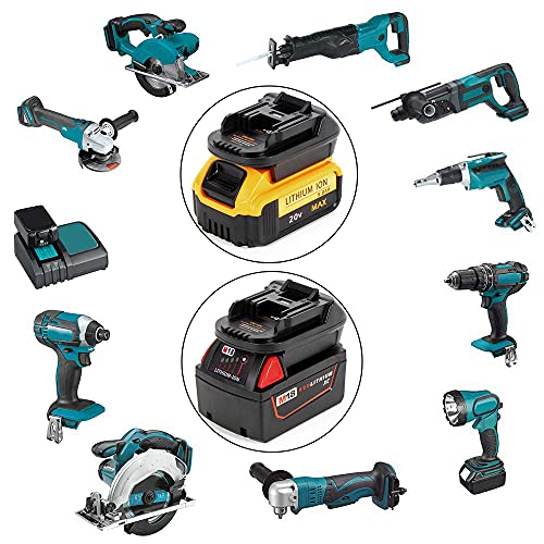 Battery Adapter for Makita 18V Lithium-Ion Cordless Tools, Convert for Milwaukee M18 18V or Dewalt 18V 20V Lithium Battery to Makita 18-volt BL1830 BL1850 LXT Battery Converter, w/ USB Charge Port QINIZX