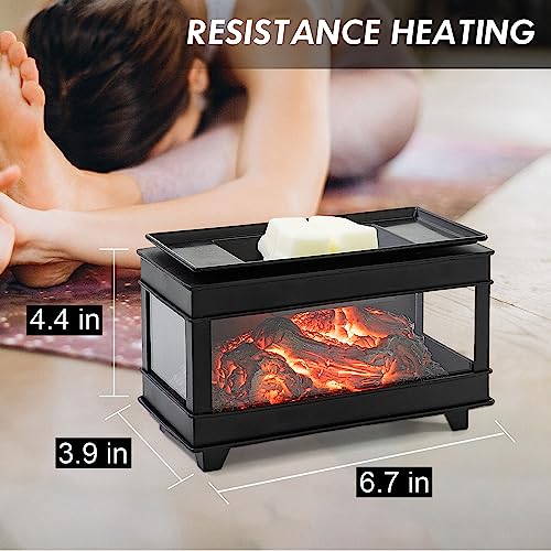 YSong Freestanding Fireplace Wax Warmer,Wax Warmer for Scented Wax,Electric Wax Melt Warmer,Full Metal Wax Melter,Wax Burner Fragrance Warmer for Home Office Gifts&Decor (Three-Sided Glass) YSong