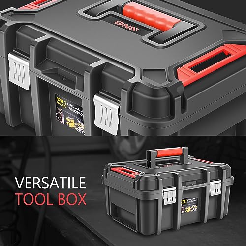DNA MOTORING 2pcs Tool Boxes Set - Lockable Organizer Storage Portable Toolbox with Removable Tray for Workshop Garage & Household, Large Capacity, TOOLS-00310 DNA MOTORING