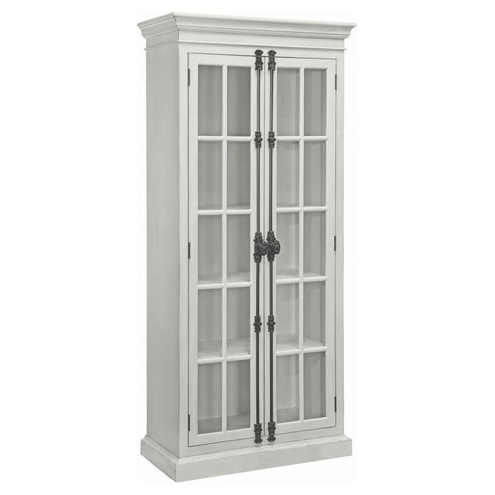 Coaster Furniture 2-Door Curio Cabinet Antique White and Clear 910187 Coaster Home Furnishings