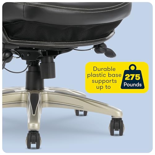 Serta Claremont Ergonomic Executive Office Chair with Back in Motion Technology, Adjustable Mid Back Desk Chair with Lumbar Support, Bonded Leather, Black Serta