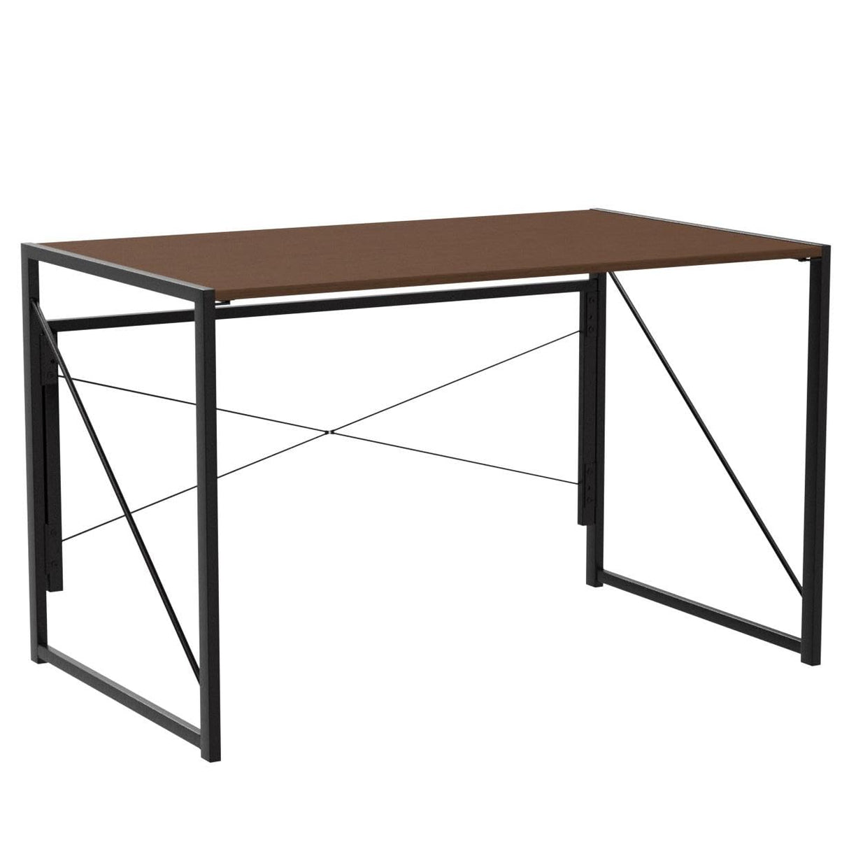 SUPER DEAL 40 inch Folding Computer Writing Desk Wood and Metal Study Desk, PC Laptop Home Office Study Table, Espresso SUPER DEAL