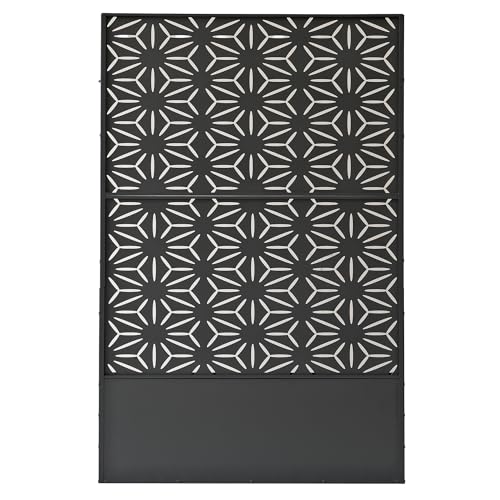 Oakland Living 6 ft. X 4 ft. Black Freestanding Metal Privacy Screen Room Divider with Flower Box Oakland Living
