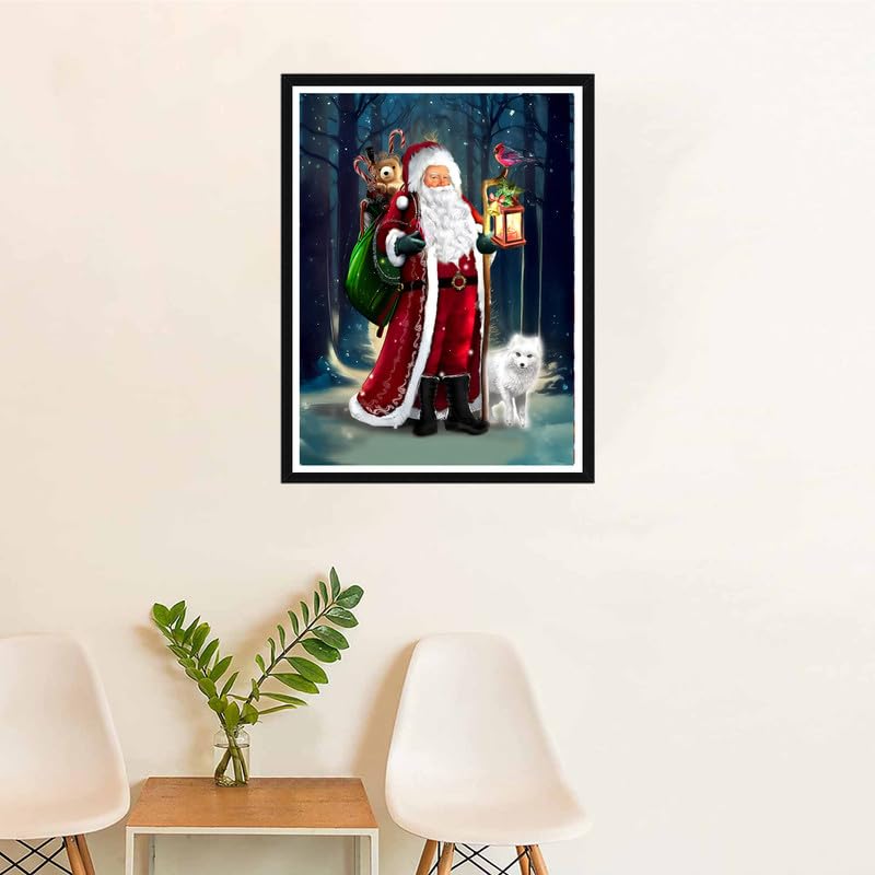 SKRYUIE 5D Santa Claus Diamond Painting Kits - DIY Diamond Art Kits for Adults Christmas, Full Round Drill - Crystal Cross Stitch - Adults Craft for Wall & Office Decor - 12x16 inch SKRYUIE