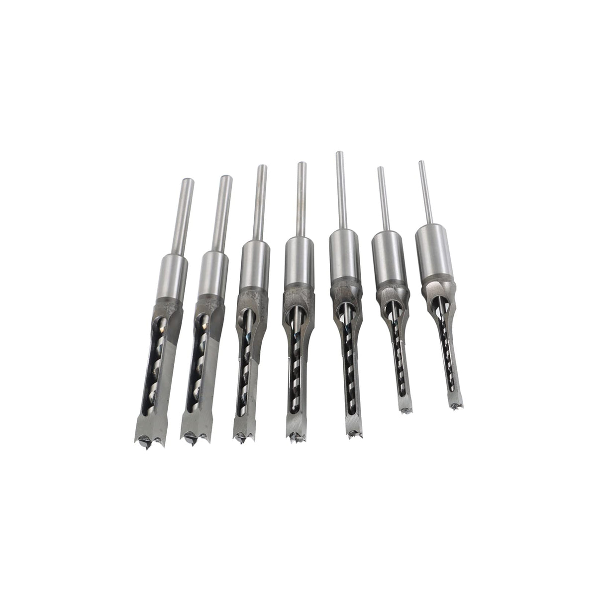 findmall 7Pcs Square Hole Drill Bit Set HSS Square Hole Saw Mortise Chisel Drill Bit Tools 6/25, 1/4, 5/16, 3/8, 2/5, 1/2, 9/16 Inch Fit for Mortising Machines Drill findmall