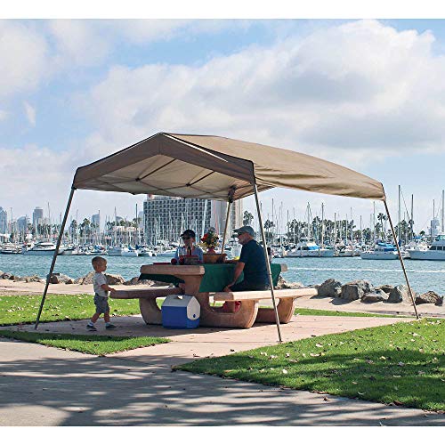 Z-Shade 12 x 14 Foot Panorama Instant Pop Up Canopy Tent Outdoor Shelter Tent with Reliable Stakes, Steel Frame, and Rolling Bag, Tan Z-Shade