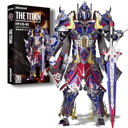 Piececool 3D Metal Puzzles Mecha Model Kits-The Titan Figure Model Building Blocks Kits for Adults, DIY Brain Teaser 3D Puzzle for Men Teen Students Hobbies Fidget Gifts -157 Pcs