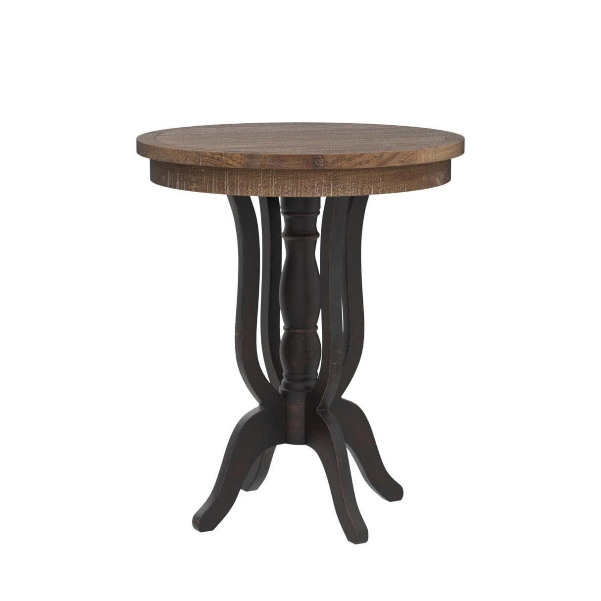 LONYKE Rustic Accent End Table, Farmhouse Side Table with Natural Top for Family, Dining or Living Room, Handcrafted Finish, Black LONYKE