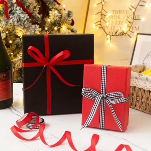 20 Rolls 100 Yards Christmas Ribbon for Gift Wrapping, 3/8 Inch Wide Grosgrain Ribbon, Thin Christmas Ribbon for Holiday Christmas Tree DIY Crafts expectation