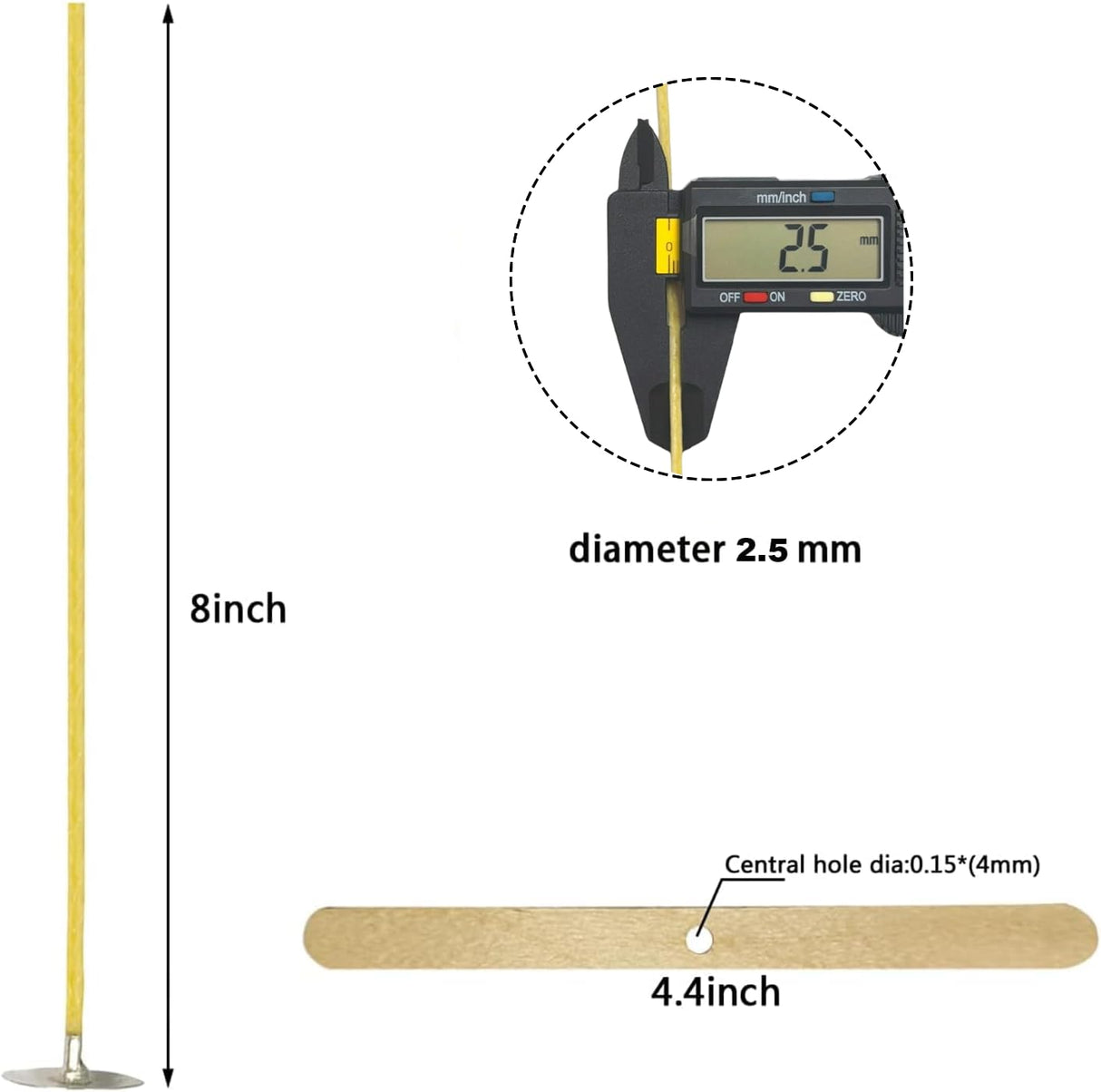 Candle Wicks 100 PCS 8 inch Hemp Candle Wicks 2.5mm Organic Beeswax Candle Wicks for Candle Making Edible Candle Wick for Butter Candle Hemp Candle Wick Phinicco