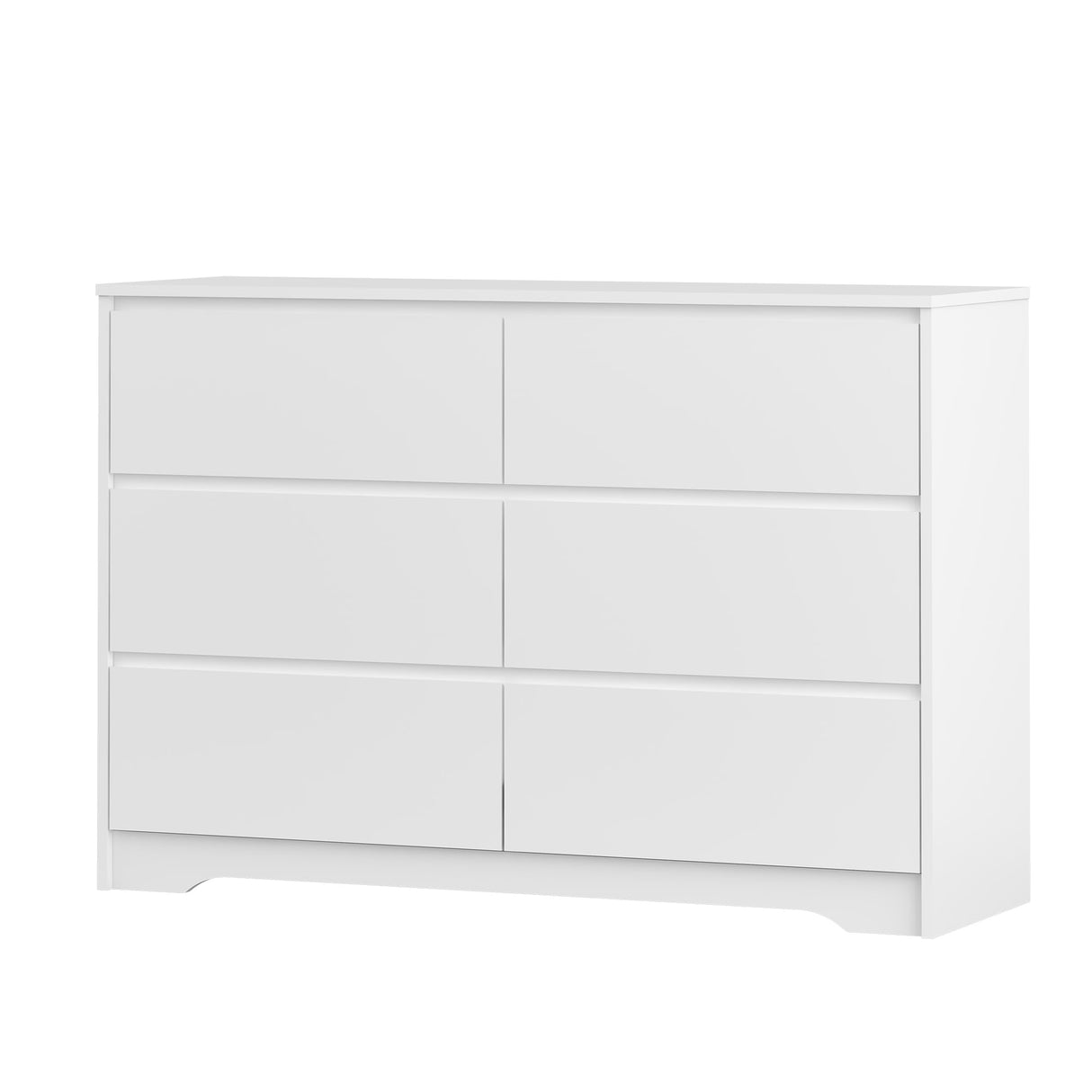 Panana Modern 6 Drawer Double Dresser, Wood Wide 6 Chest of Drawers with Deep Drawers Floor Storage Lateral Drawer Cabinet Organizer for Living Room Bedroom Home Office (White) Panana