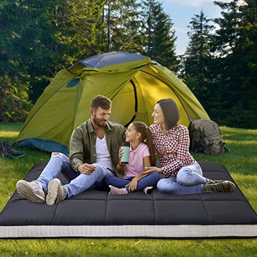 DoCred Queen Size Futon Mattress, Extra Thick Foldable Japanese Floor Mattress Memory Foam Sleeping Pad for Adults, Roll Up Mattress Tatami Mat Breathable Floor Lounger Guest Bed DoCred