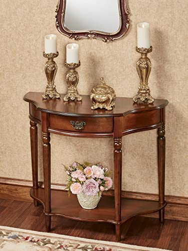 Touch of Class Foster Console Table Regal Walnut - Traditional Decorative Furniture - Half Circle Moon Shape - Elegant Display Tables for Entryway, Hallway, Living Room Touch of Class