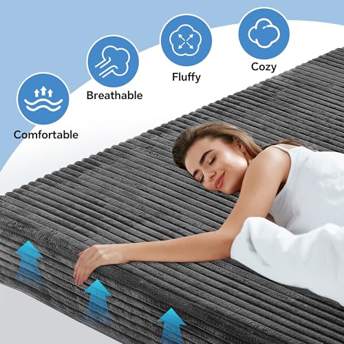 HOMBYS 8 Inch Memory Foam Futon Mattress Full Size, Thick Foldable Futons Sofa Couch Bed Floor Mattress Fits Most Daybed and Futon Frames, 75" x 54"(Frame Not Included, Grey) HOMBYS