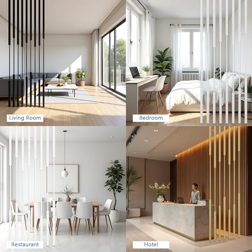 Floor to Ceiling Room Divider, 6/7/8PCS Metal Room Divider Post Privacy Screens with Adjustable Feet, Gold Screen Divider for Room Separation for Home Office Gold 6pieces/H53.5'' ZTYGXMB