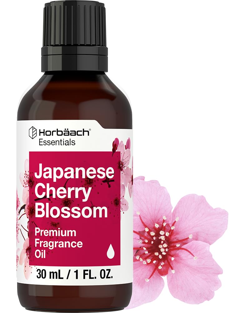 Horbäach Japanese Cherry Blossom Fragrance Oil | 1 fl oz (30ml) | Premium Grade | for Diffusers, Candle and Soap Making, Aroma Sprays, DIY Projects & More | Packaging May Vary Horbäach