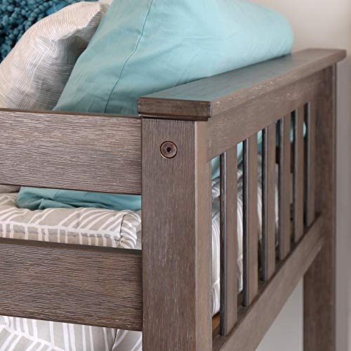 Max & Lily Bunk Bed, Twin-Over-Twin Bed Frame For Kids With Stairs, Clay Max & Lily