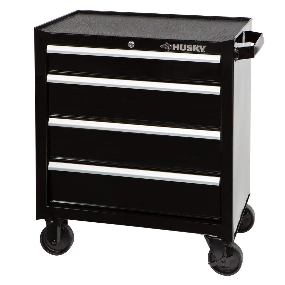 Husky 26 in. W 4-Drawer Rolling Cabinet Tool Box Chest in Gloss Black cakuuma