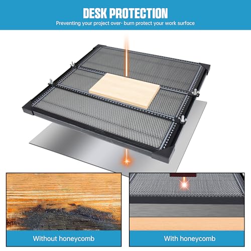 XUNKUANER Honeycomb Working Table 500mm x 500mm Aluminium Alloy Honeycomb Laser Cutting Mat with Aluminum Plate for for Laser Engraver Cutter,Working Area 19.68" x 19.68" (500X500mm) XUNKUANER