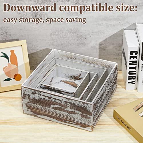 Juexica Set of 4 Wood Display Risers Rustic Cupcake Stand Wooden Stackable Display Box Wood Cake Stand for Dessert Wedding Birthday Baby Shower Party (Classic) Juexica