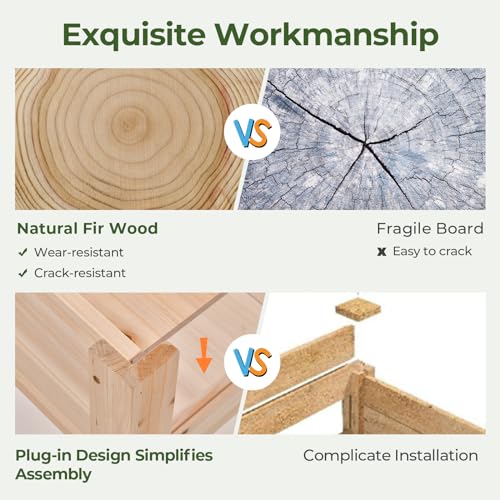 Giantex Raised Garden Bed, Elevated Wood Planter Box with Legs, Drainage Holes, Acrylic Panels, Standing Raised Beds for Fruits Vegetables Flowers Herbs, 30”x18”x24” Giantex