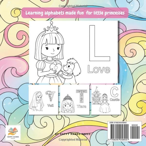 Princess Alphabet Coloring Book for Kids: Fun and Easy ABC Coloring Pages with Princesses, Castles, Crowns, and Magical Creatures | 8.5 x 8.5 inches, ... Fun (Fairy Tale Fantasy Adventure Series) WoodArtSupply